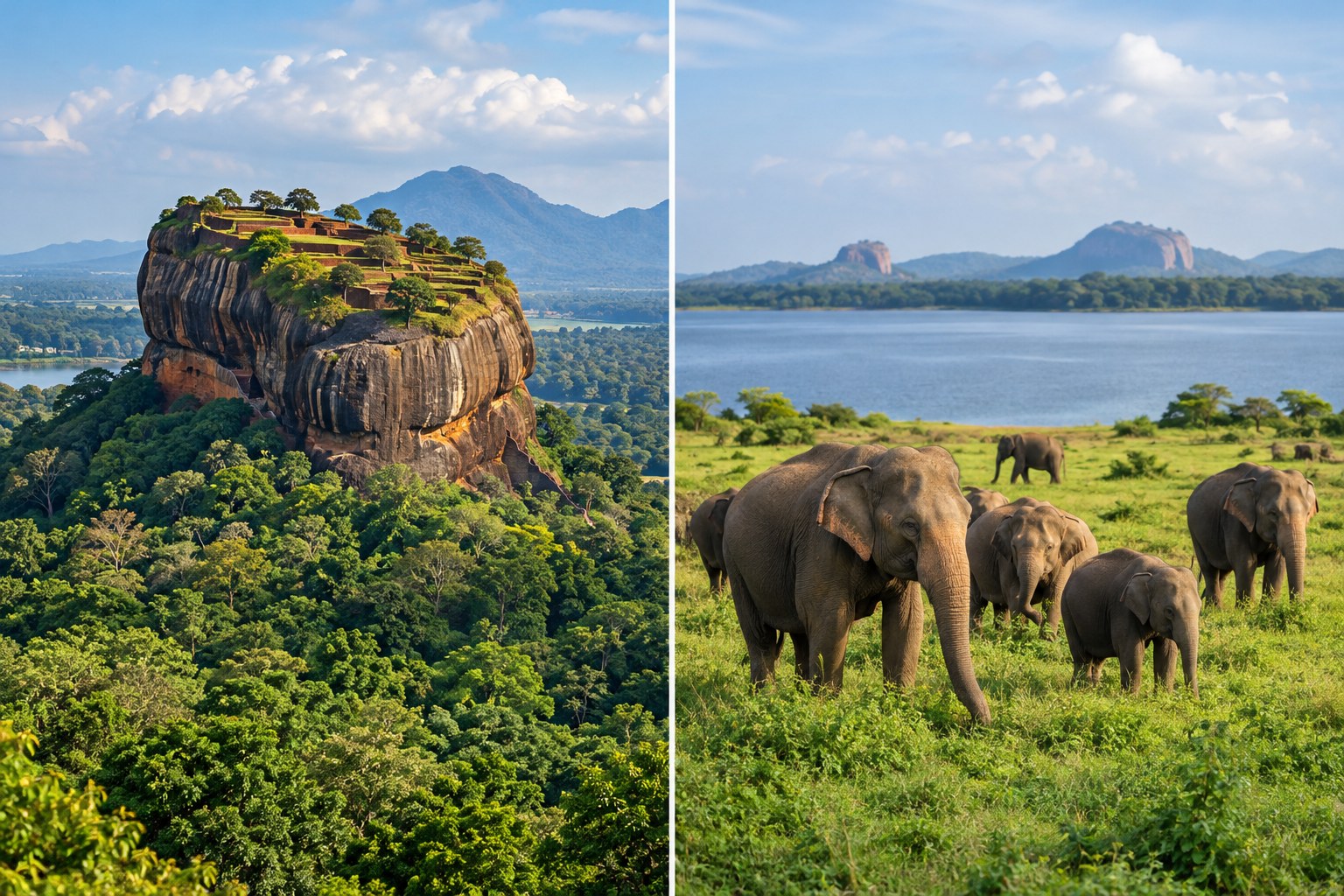 Sigiriya Rock · Elephants in the Habarana area