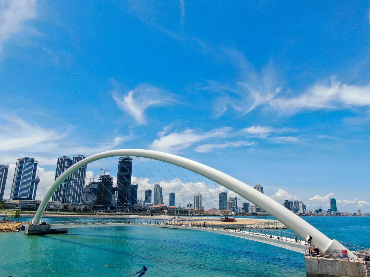 Port City Colombo waterfront bridge and skyline