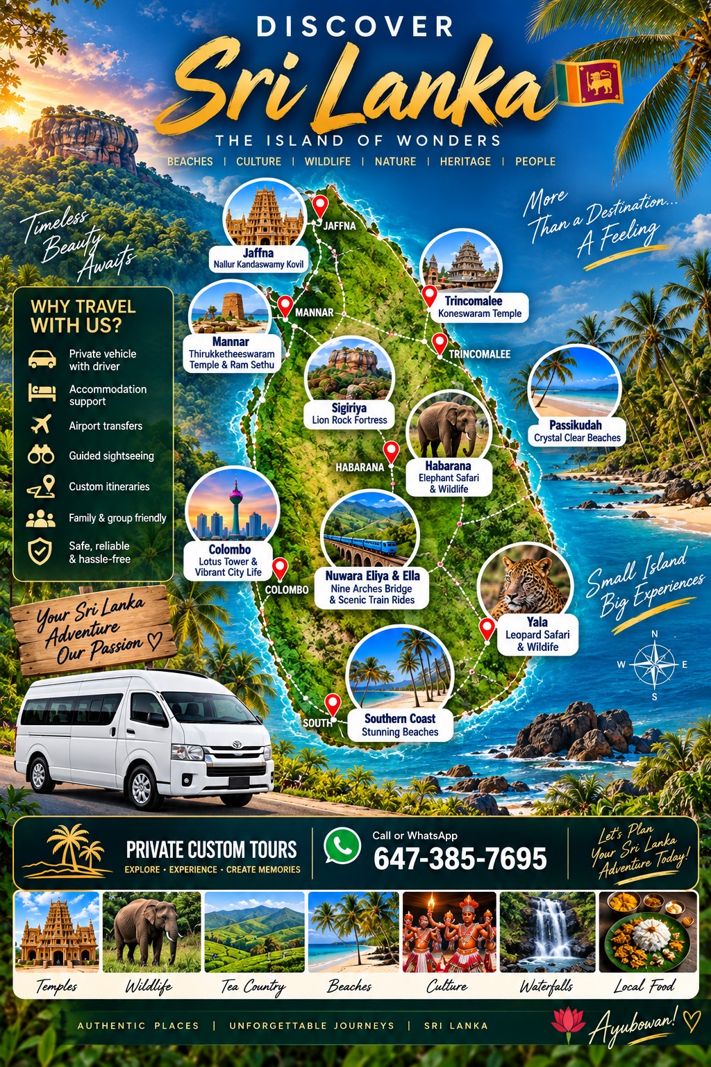 Lanka Tours flyer with Sri Lanka destinations and private custom tours